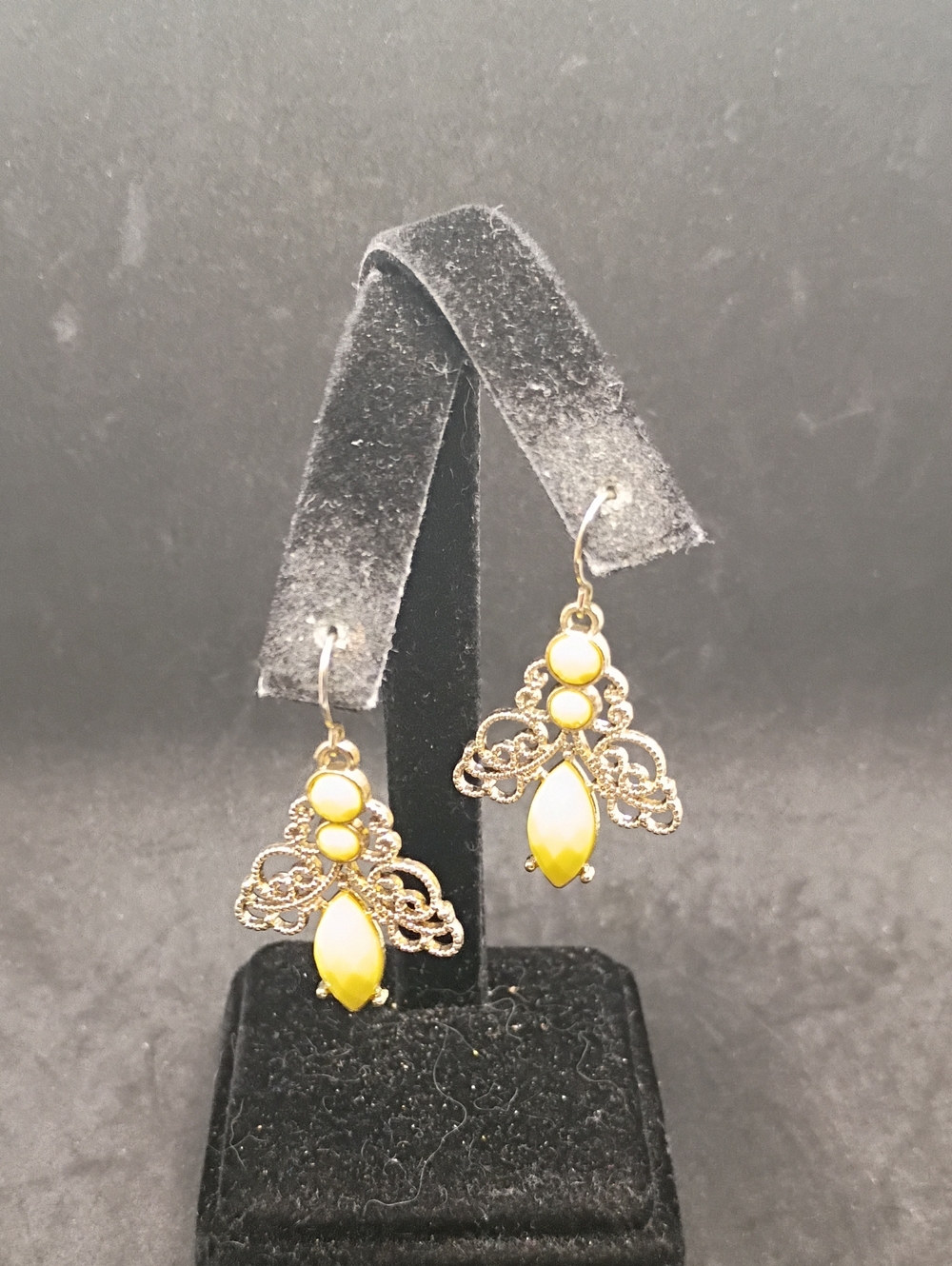 Delicate Yellow Filigree Drop Earrings